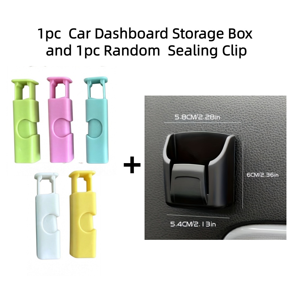 TEMU 2pcs 1pc Car Dashboard Storage Box + 1pc Random Sealing Clip Car Dashboard Storage Box For Car Keys And Cards, Small Car Items Organized, Nice