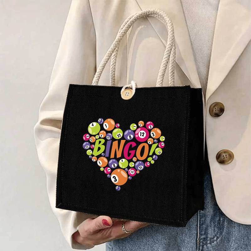 TEMU Sac à Main Petit pour Femme, Tote Bag Imprimé Thème Jeu de Bingo, Sac à Bandoulière Double pour Déplacements, pour Amies et Meilleures Amies,