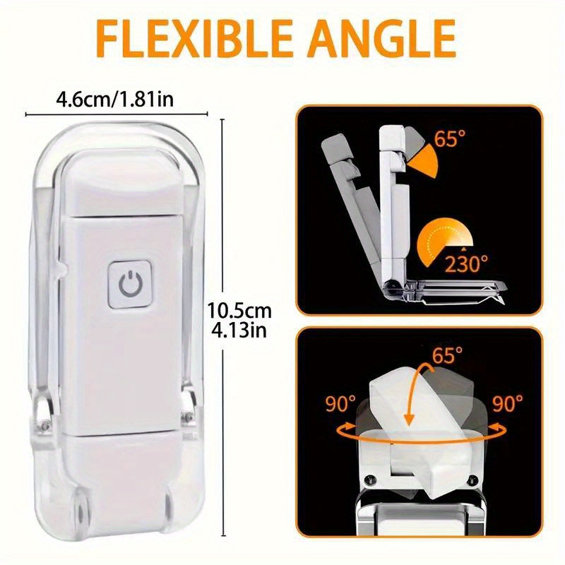 1pc Mini Usb Rechargeable Reading Light - Portable Foldable, Warm & , Eye Protection, 3 Adjustable Brightness Levels, Clip-on Book Light, Space-saving Design, Ideal for Readers, Rechargeable for Reading, Work, Bedroom, Dorm Night Light - Tools & Home Improvement