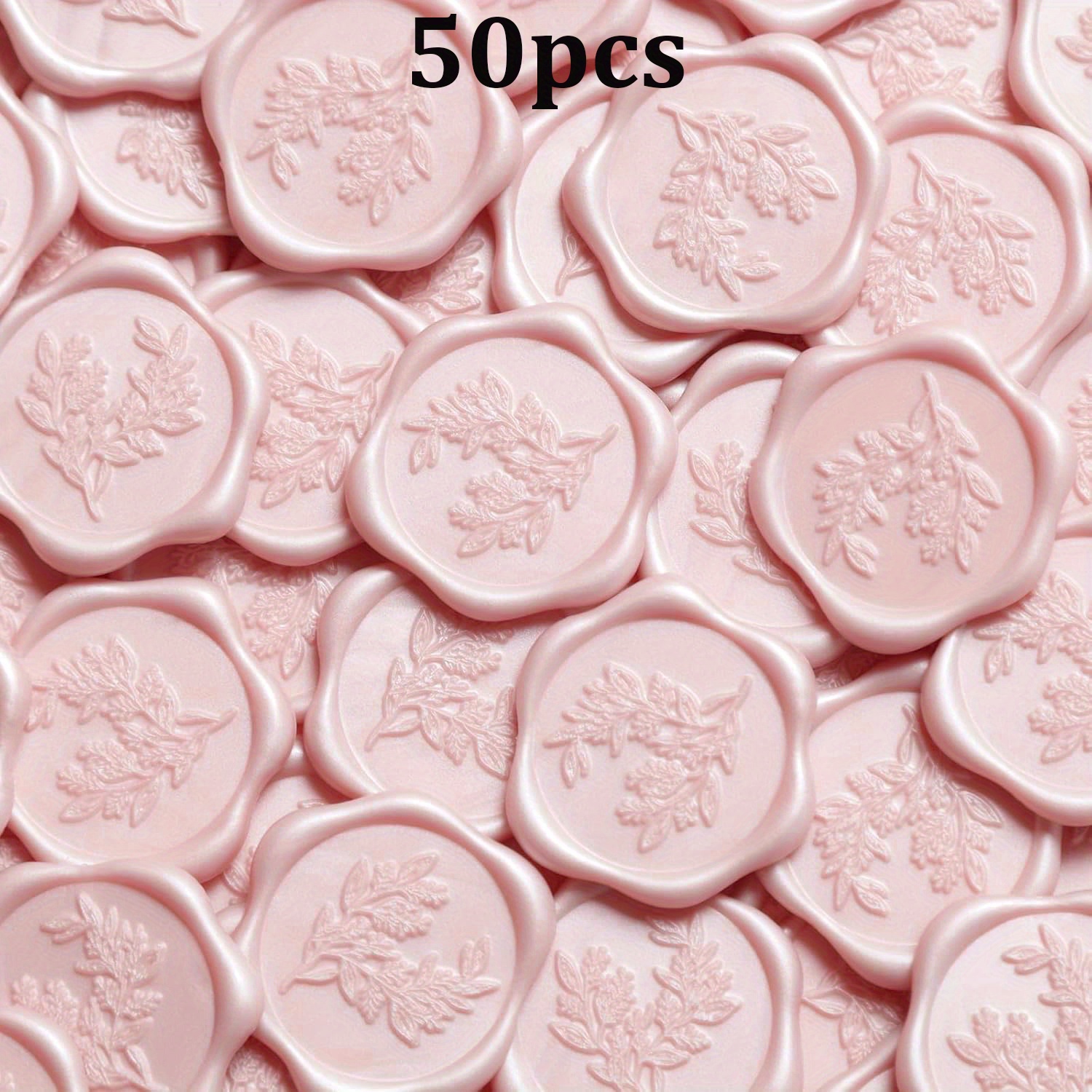 Eucalyptus-themed Wax Seal Stickers For Wedding Invitations, Featuring 50 Self-adhesive Blush Pink Designs, Ideal For Invitations, Christmas Cards, Gift Wrapping, And Parties