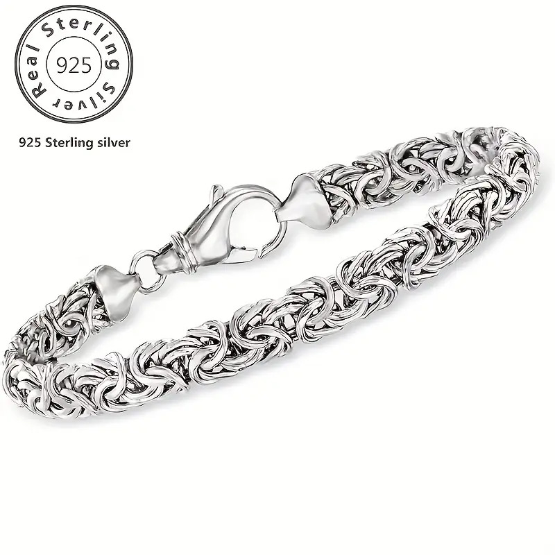 TEMU 1pc Easy And Stylish 925 Sterling Silver Straw Rope Bracelet, Suitable For Daily Wear, Attending Parties, And Occasions, Birthday Gift,