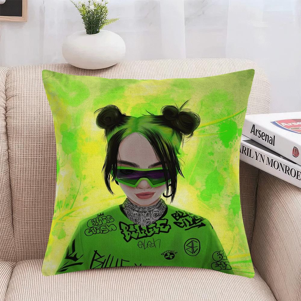 

1pc Contemporary Female Singer Throw Pillow Cover, 18x18 Inch, 2d Design, Machine Washable, Zipper Closure, Knit Polyester Fabric, Room Decor