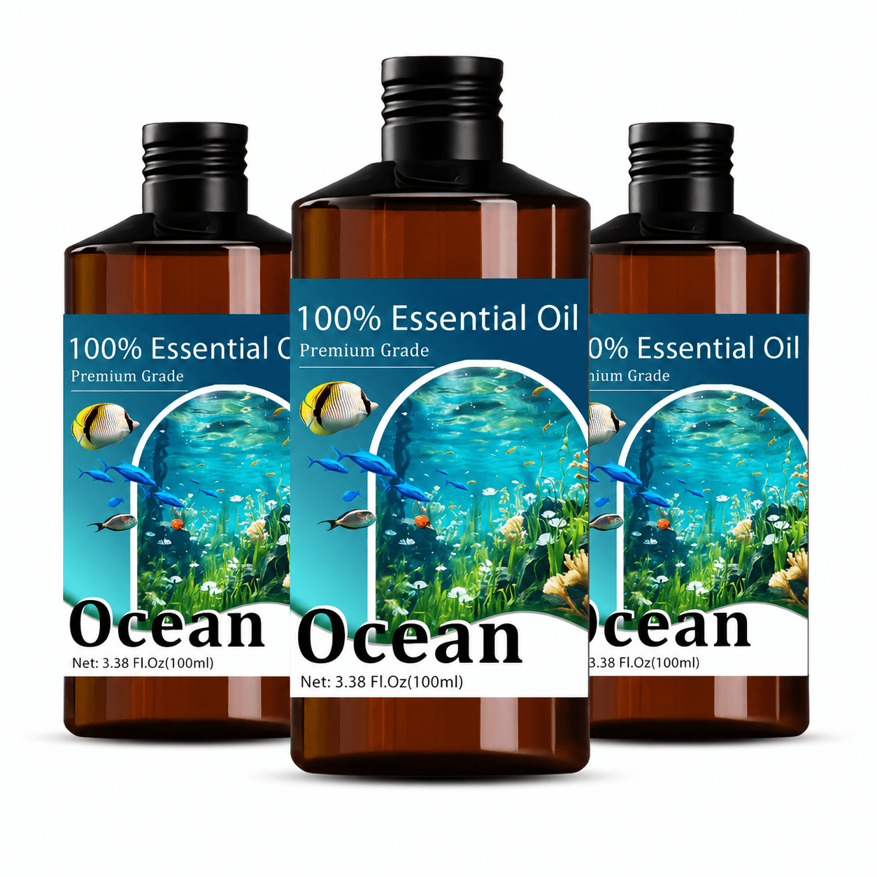 Image of Buy 2 Get 1 Free 3pcs * Ocean Essential Oil, Moisturizing Hydrating Formula, Use, Suitable For Hair Care, Skin Care, Cleaning, Massage. Suitable For Types. Meditation Or . 300ml/ 10.15fl.oz