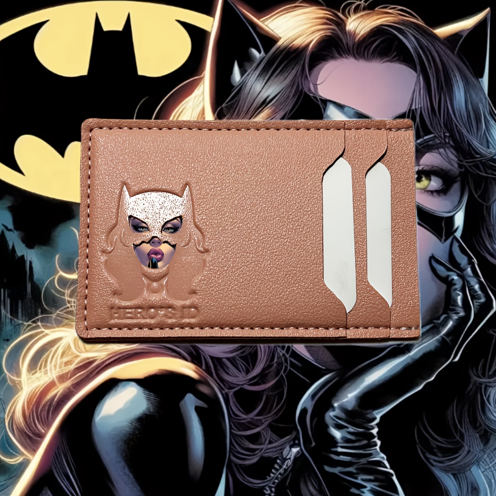 TEMU Wb Warner . Batman Catwoman Themed Card Holder, Three-layer Ultra-thin Card Sleeve, Id Card Holder And Coin Purse, Portable Bank Card And Id