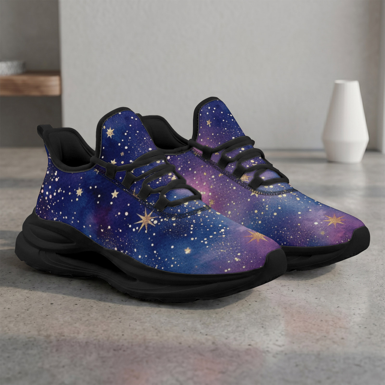 Men's Cosmic Starlight Print Plus Size Running Shoes