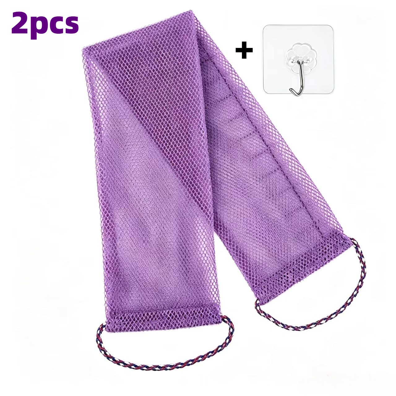 TEMU Serviette de bain exfoliante avec crochet de rangement, gant de toilette gommant pour à douce et rugueuse, gant de toilette éponge de douche en