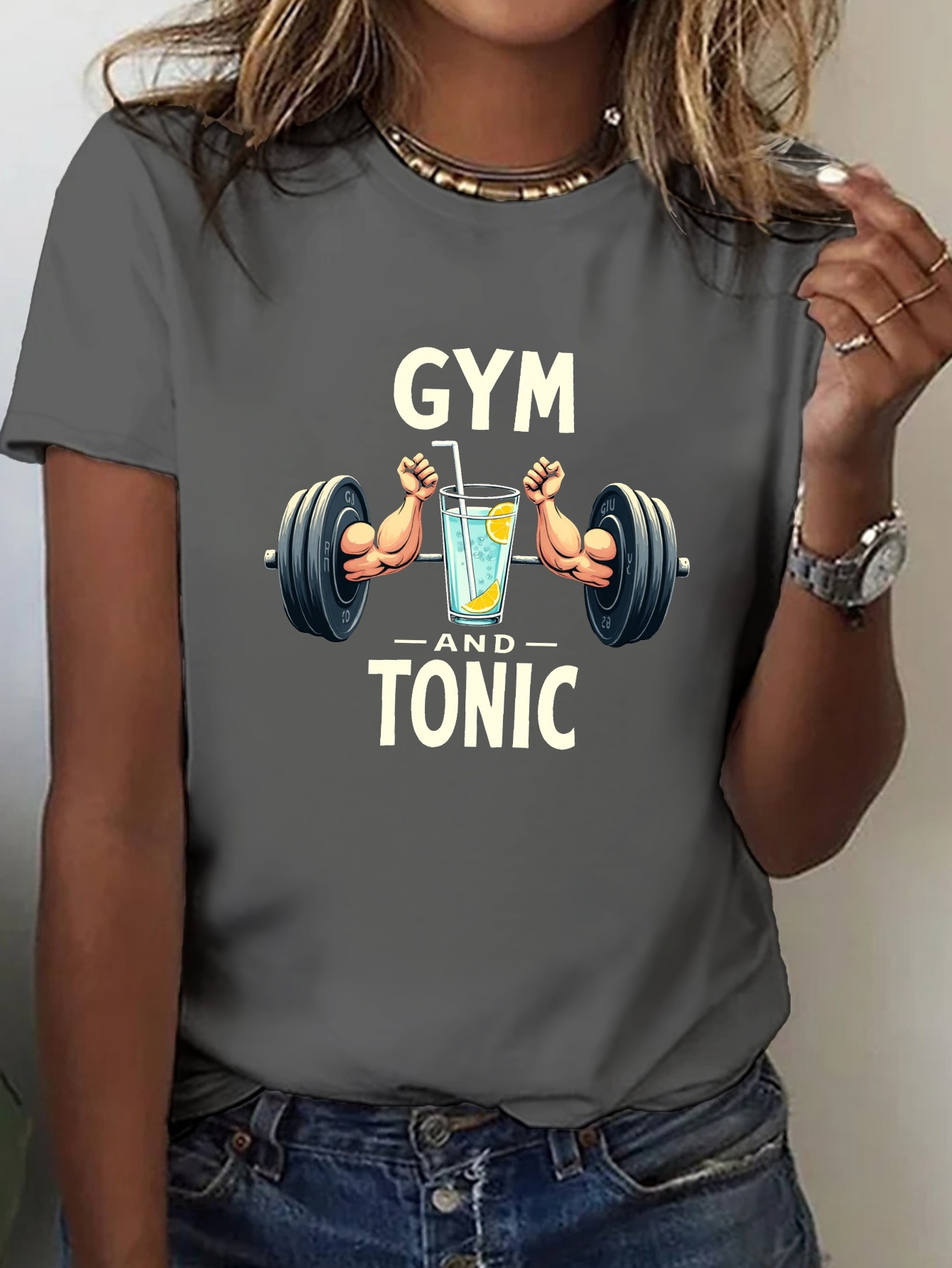 womens gym tonic graphic print t shirt short Temu South Africa