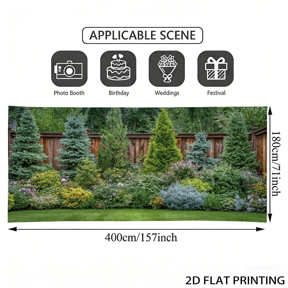 TEMU (2d Flat) 1pc Garden With Iron Garage Door Banner, Decorative Fence, , Suitable For Festival Parties, Backyards, Wind Shielding, Weddings,