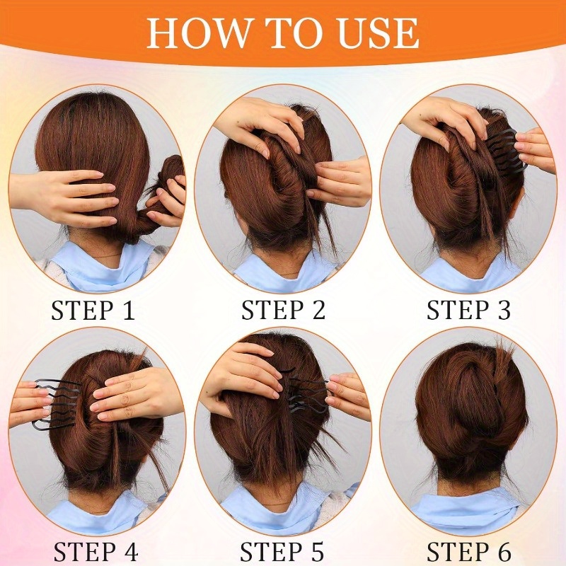 24  hair fork clip hair side combs buns pins u shape updo sticks twist hair combs decorative for women hair styling tool accessories black Product details 1