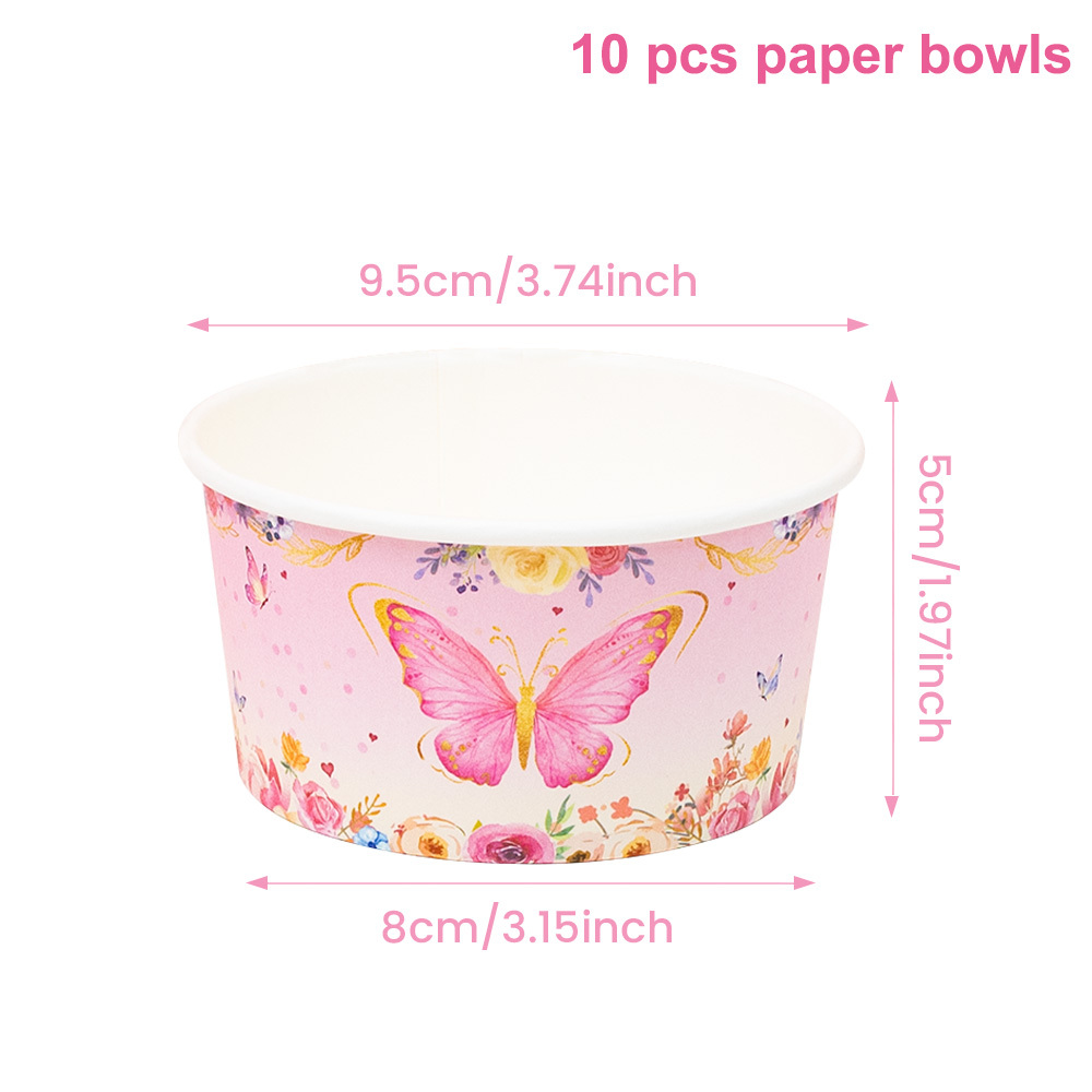 10pcs Pink For Paper Bowl Chips Snacks Bowl Dessert Cup For Theme Birthday Party Decorations Supplies For Theme