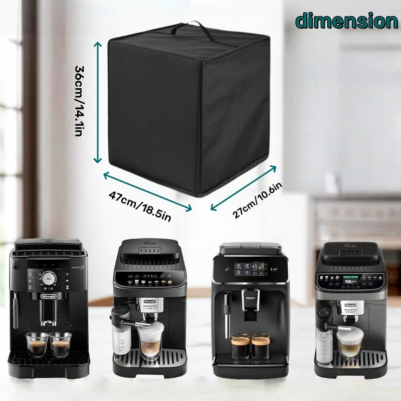 Image of 1pcs Coffee Machine Cover, Dust Cover, Durable Oxford Fabric, 600d Pvc Reinforced Coating, With Carrying Handle, Suitable For Most Appliance Models, Black