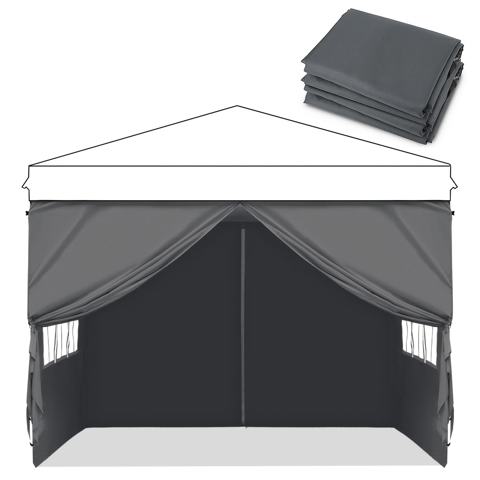 TEMU "(Zonder Tent) Sunula 4 stuks 3X3 Meter voor paviljoen Zijmuren, 2 Ramen 2 Deuren, Zijmuren voor Paviljoen Feesttent 3X3M, 3X6M, Tuin Tenten
