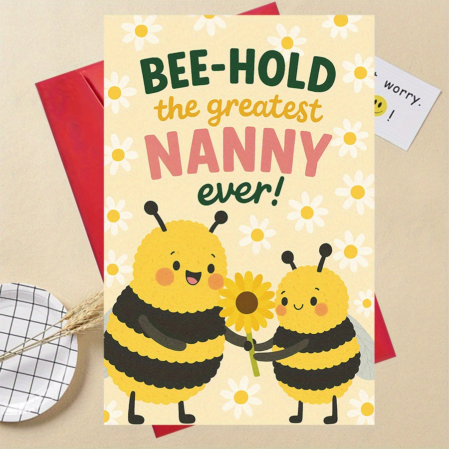TEMU 1pc Lustige Geschenkebee-hold Nanny Ever Card For Special Occasions Perfect Gift For Grandparents Or Ones With Sweet Bee Illustration And