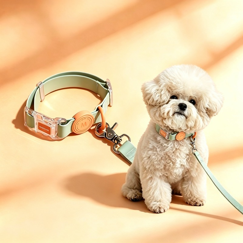 Adjustable Dog Collar with Matching Leash, Durable Quick-Release Buckle
