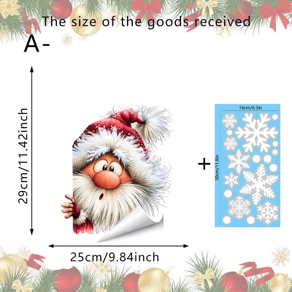 TEMU 1 Set Of Adorable Christmas Peeking Grandma Window Clings, Double-sided Visual Fun Interactive Peeking Christmas Grandma And Grandpa Glass