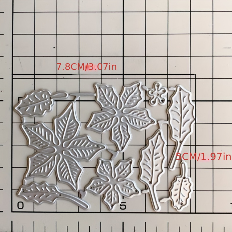 TEMU 1pc Crafters Home Christmas Poinsettia Metal Cutting Die & Embossing Template - Intricate Layered Petals, Lattice & Holly Leaf/flower Shapes For