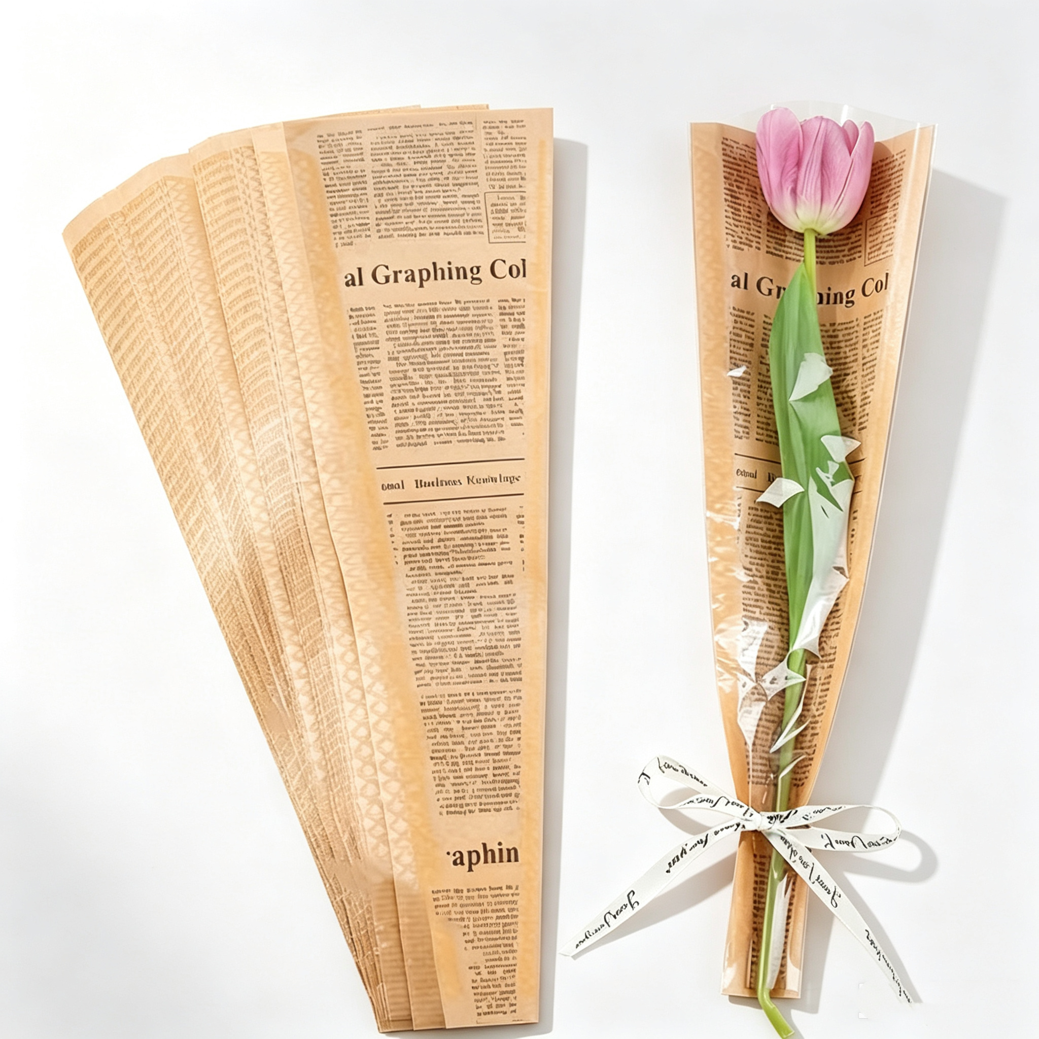TEMU 50pcs Flower Packaging Bags, Paper Bouquet Bags, Small Plastic Flower Set Gift Bags, Florist Bouquet Packaging Materials, Suitable For Weddings,