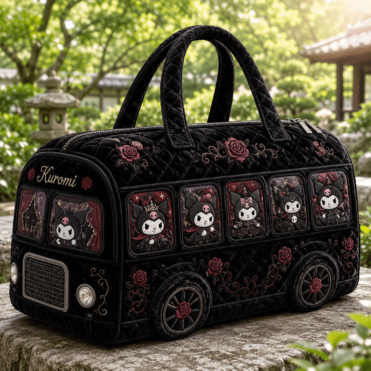 Chococat Quilted Duffle Bag For Women, Gothic Vintage Car Character Pattern Visual Soft Handheld Carry-on Bag, Large Capacity Overnight Bag For Beach Vacation, Gym, & Daily Use