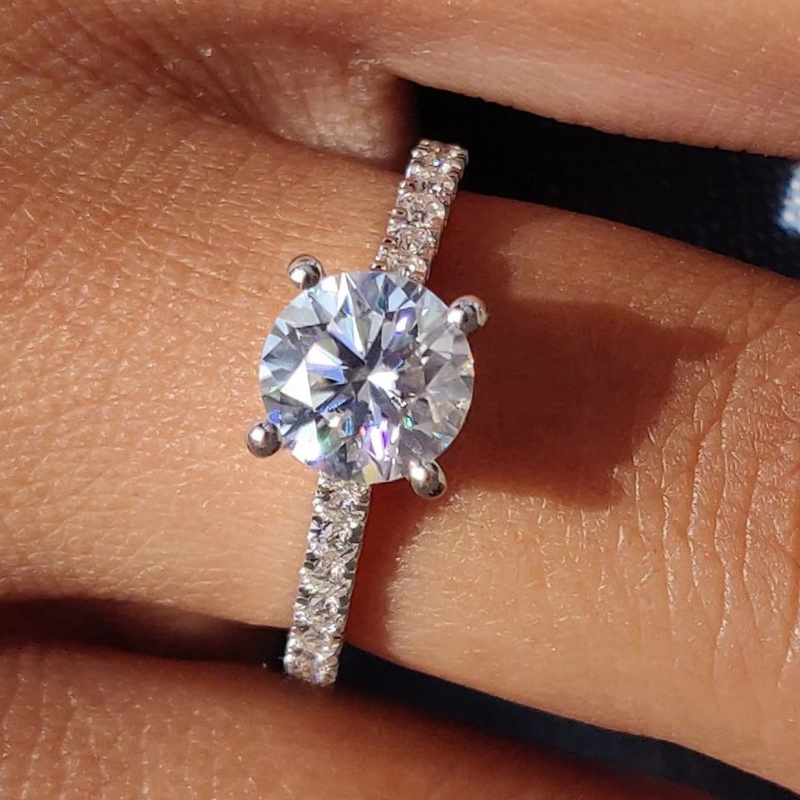 Women's 1/2/3/5/10 Carat Moissanite Four-Claw Ring, 925 Silver