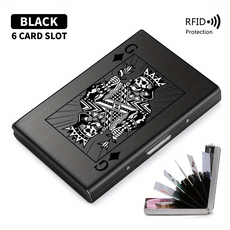TEMU Holding Pattern Rfid Anti-theft Unisex Metal Card Holder, Pop-, Ultra-thin Frosted For A Dual Experience, Unisex Pop-up Metal Card Protector,
