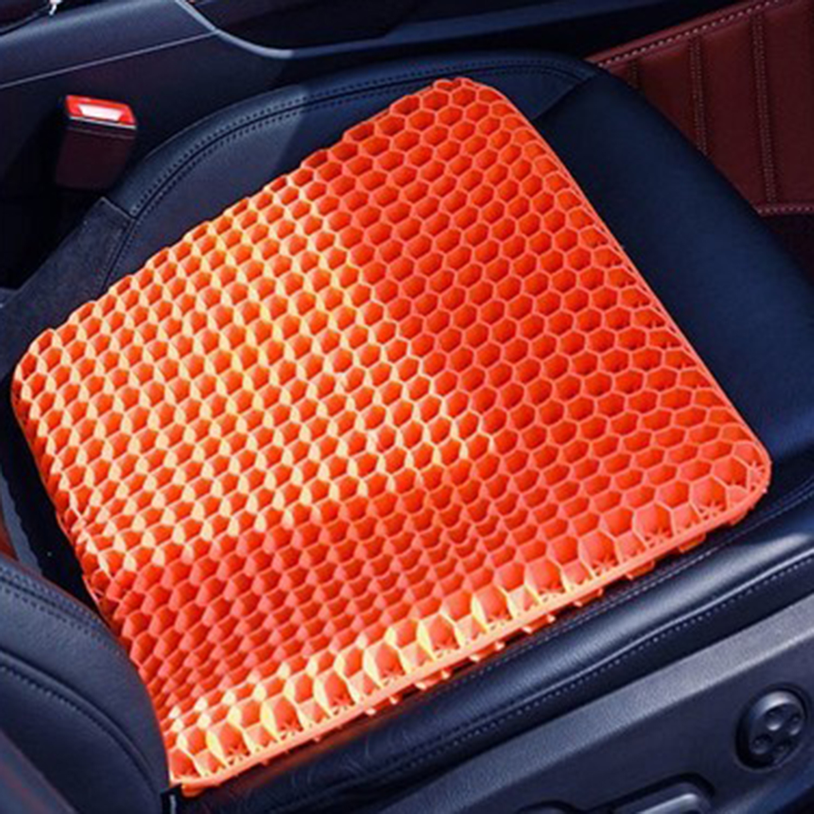 Super Soft Gel Seat Cushion Double Layer Honeycomb Seat Cushion with Zippered Cover, Easy to Clean,    , Multifunctional Cooling Cushion for Office, Car, Living Room, Black/ Orange