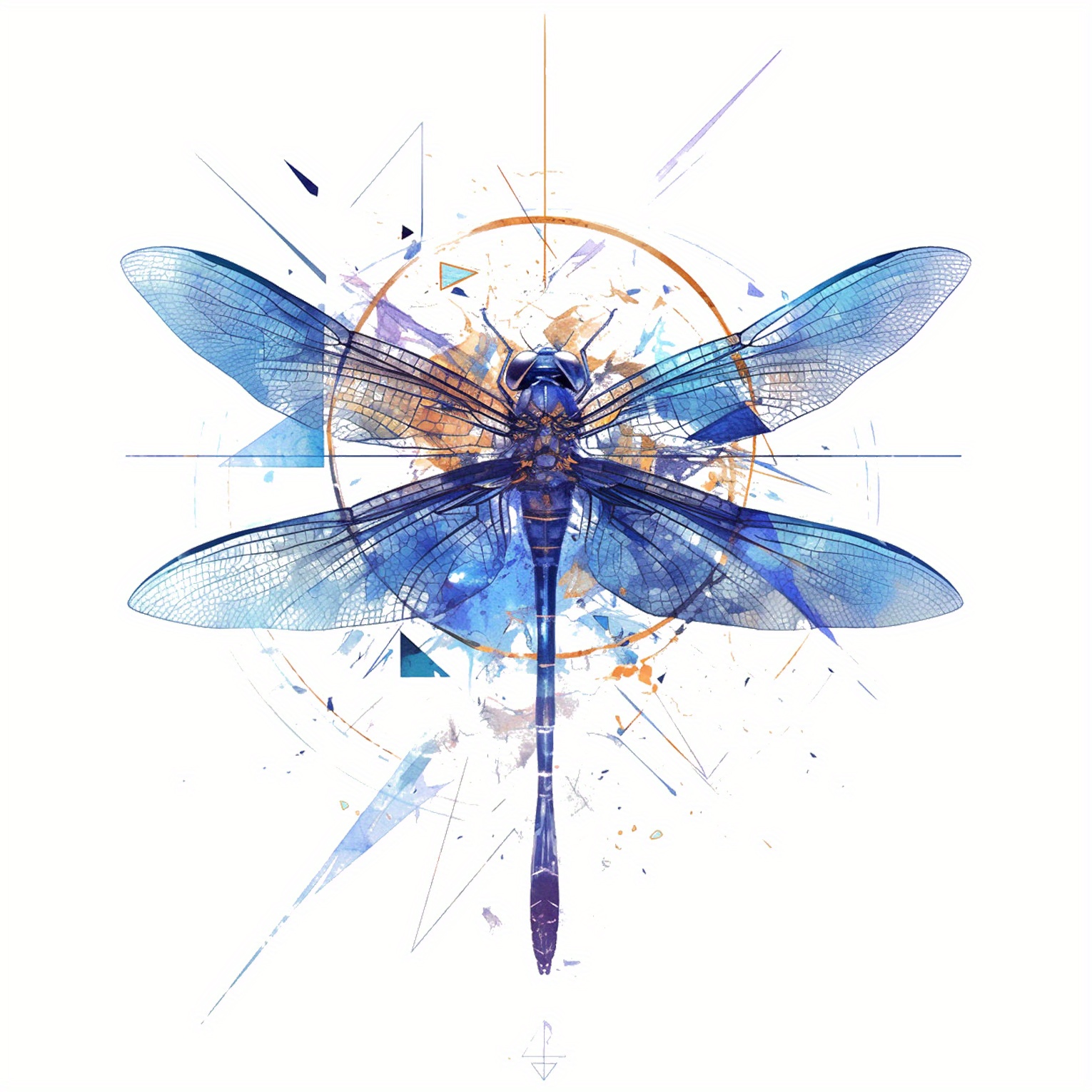 Image of 2 Sheets Of Dragonfly Watercolor Temporary Tattoos, Perfect For Body Art Stickers Suitable For Party Decorations And Favors. Fake Tattoos On The Neck, , And Chest For Women And Men