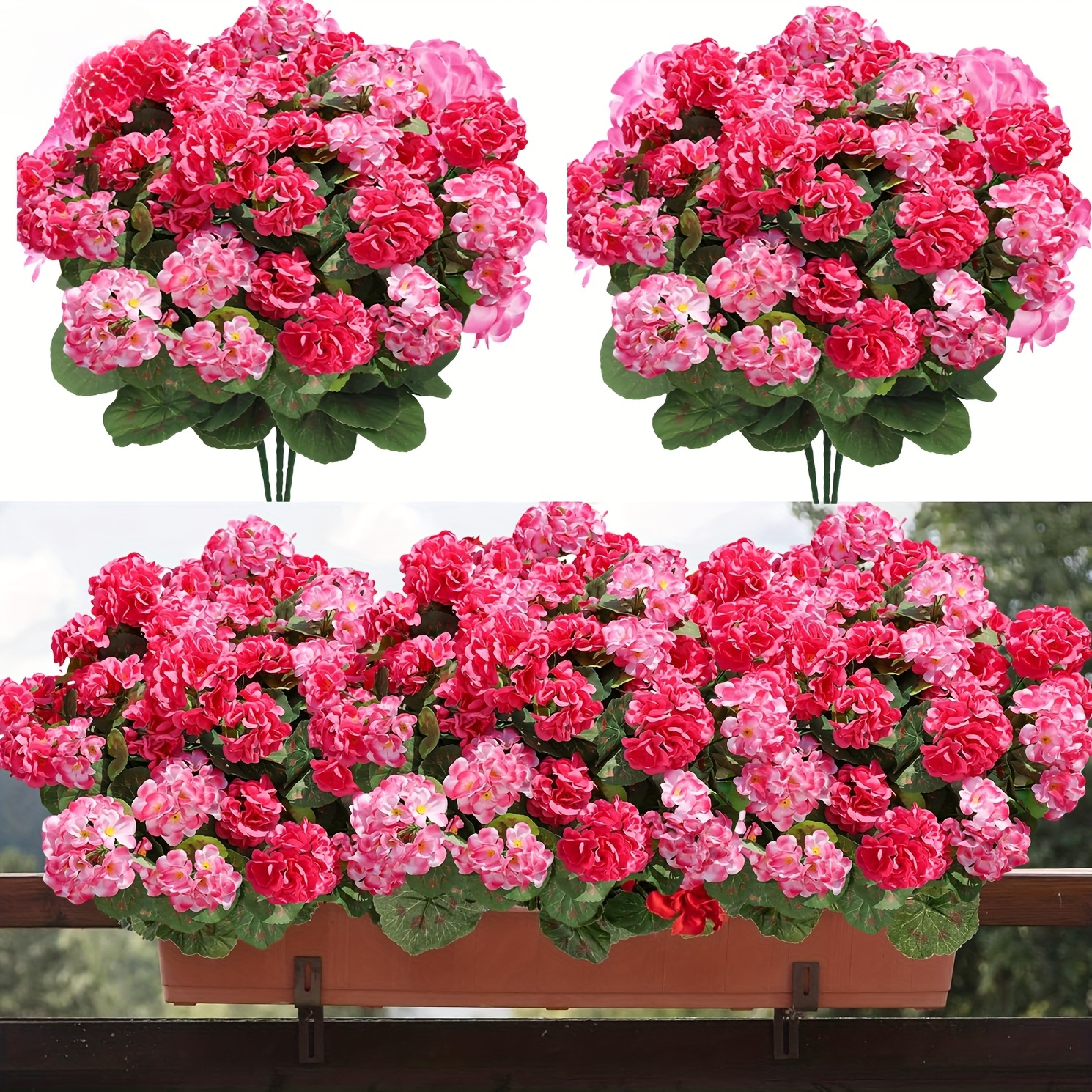 4 bundles of artificial geranium flowers suitable for outdoor decoration   weddings home decor   outdoor garden arrangements courtyards housewarming offices cafes and ideal for anniversaries thanksgiving