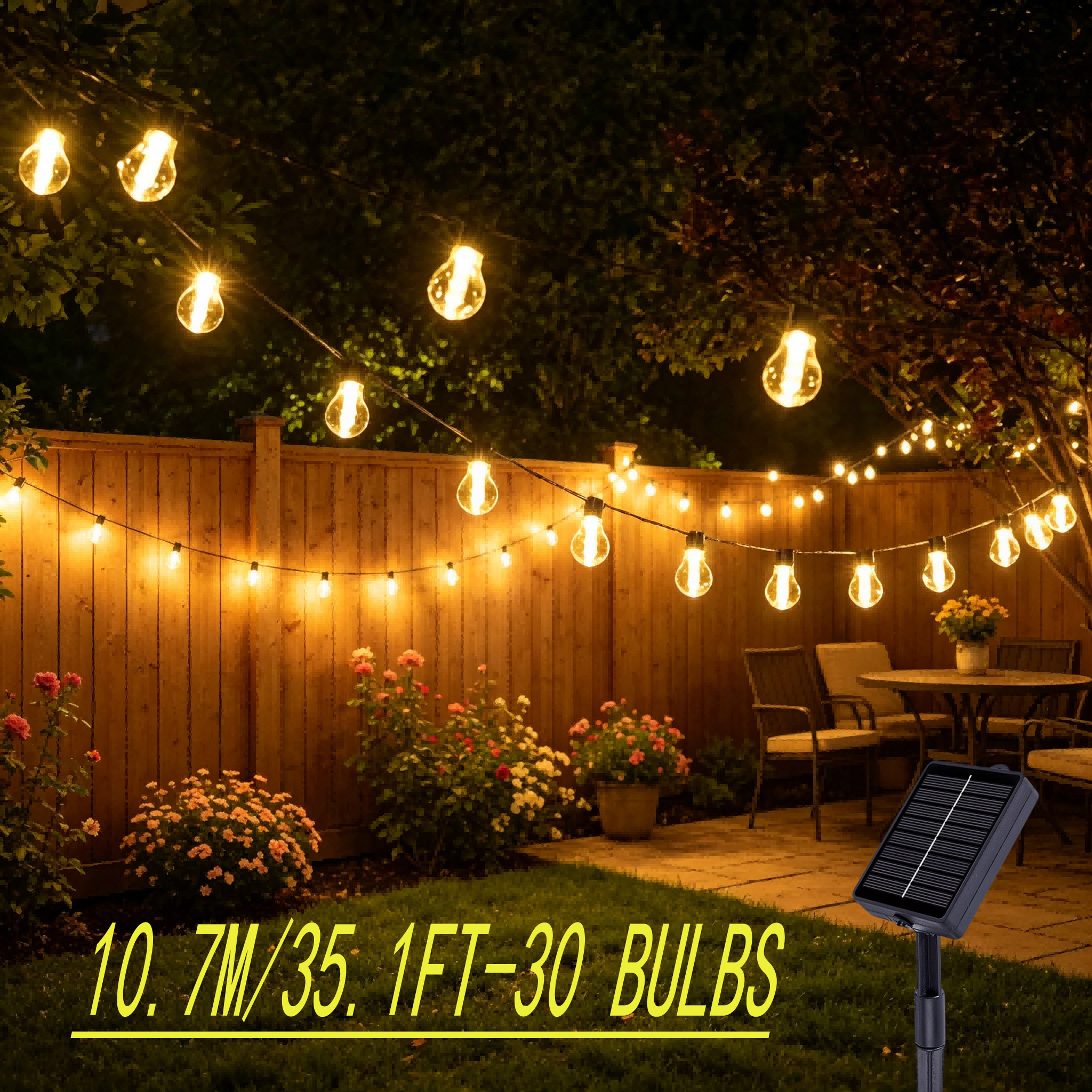 Upgraded Led Edison Solar String Lights, Commercial Grade Pendant Lights, For Courtyard, Cafe, Backyard, Wedding, Proposal Parties, Festive Decorations, Decorative Outdoor Lawn Lights