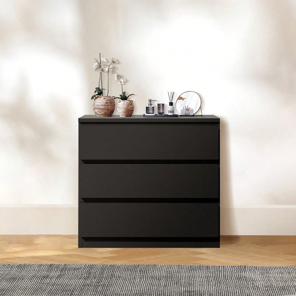 TEMU 3-drawer Tallboy Dresser, Storage Cabinet, Bedroom Chest Of Drawers With Table Top, Black