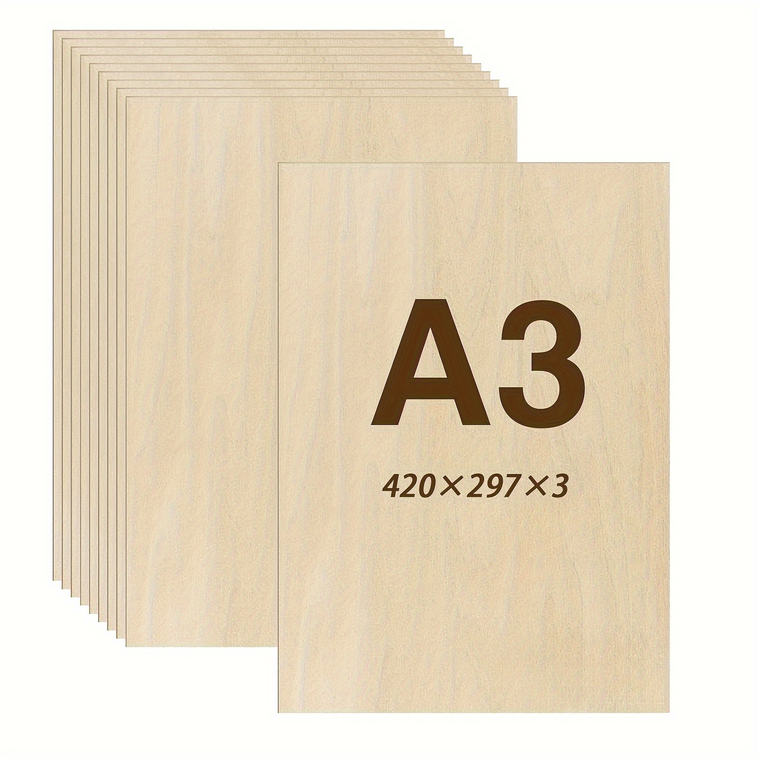 E-shop 18 Bögen großformatige A3-Platten, 3 mm dick (420x297 mm/16,5x11,7 Zoll) Recycling-Holzsperrholz - Ideal zum Laserschneiden, CNC-Fertigung,