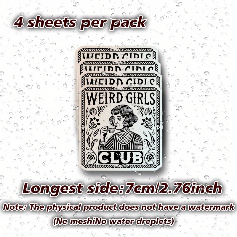 TEMU 4pcs Weird Vinyl Stickers - Durable, Weather-resistant Decals With Artistic Black & & Floral Accents For Cars, Motorcycles, Laptops, Water Bottles | Quirky Self-adhesive