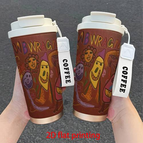 photo de l'article 1 gobelet isotherme en acier inoxydable de 18 oz, avec motif fantaisiste de , impression 2d, anti-fuite, tasse de bureau, tasse de navetteur, pour la saint-valentin, cadeau pour les êtres chers, cadeau