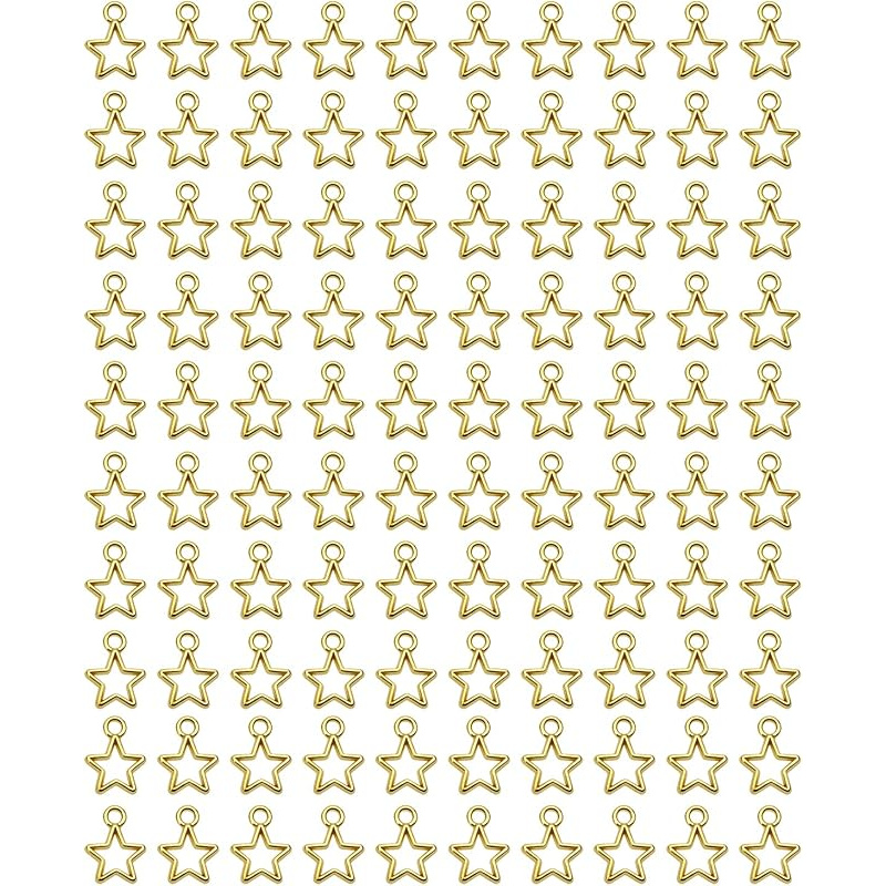 TEMU 100pcs Mini Metal Hollow Star Pendant Charms Beads Bulk Pentagram Charms For Necklace Earring Bracelet Keychain Jewelry Making Craft Project Christmas Decoration