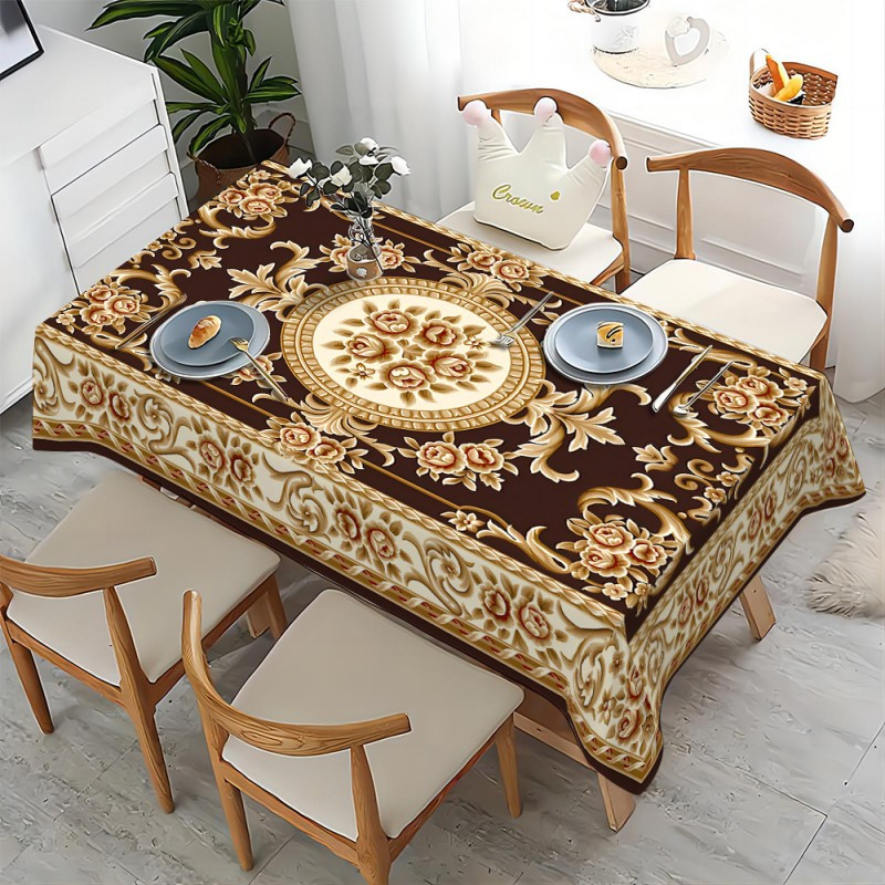 

Bohemian Pattern Printed Decorative Tablecloth - Easy To Clean Polyester Fabric, Suitable For Kitchen, Restaurant, Party, Buffet And Wedding, Machine Made