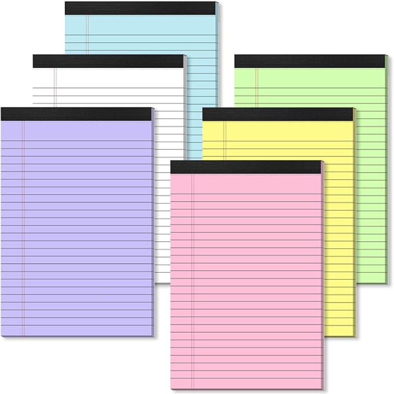 

5x8, [Lot de 6] -notes Légaux à Étroites Colorées, -notes Micro à Perforées pour Étude, Bureau, Listes de Tâches, 50 Feuilles/bloc-notes, Multicolore