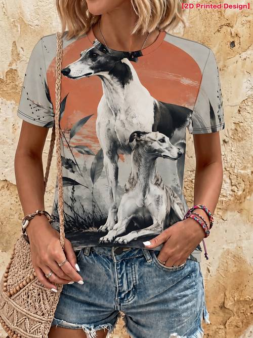 item picture sun womens casual print round neck short sleeve t shirt daily tees fashionable for summer beach vacation