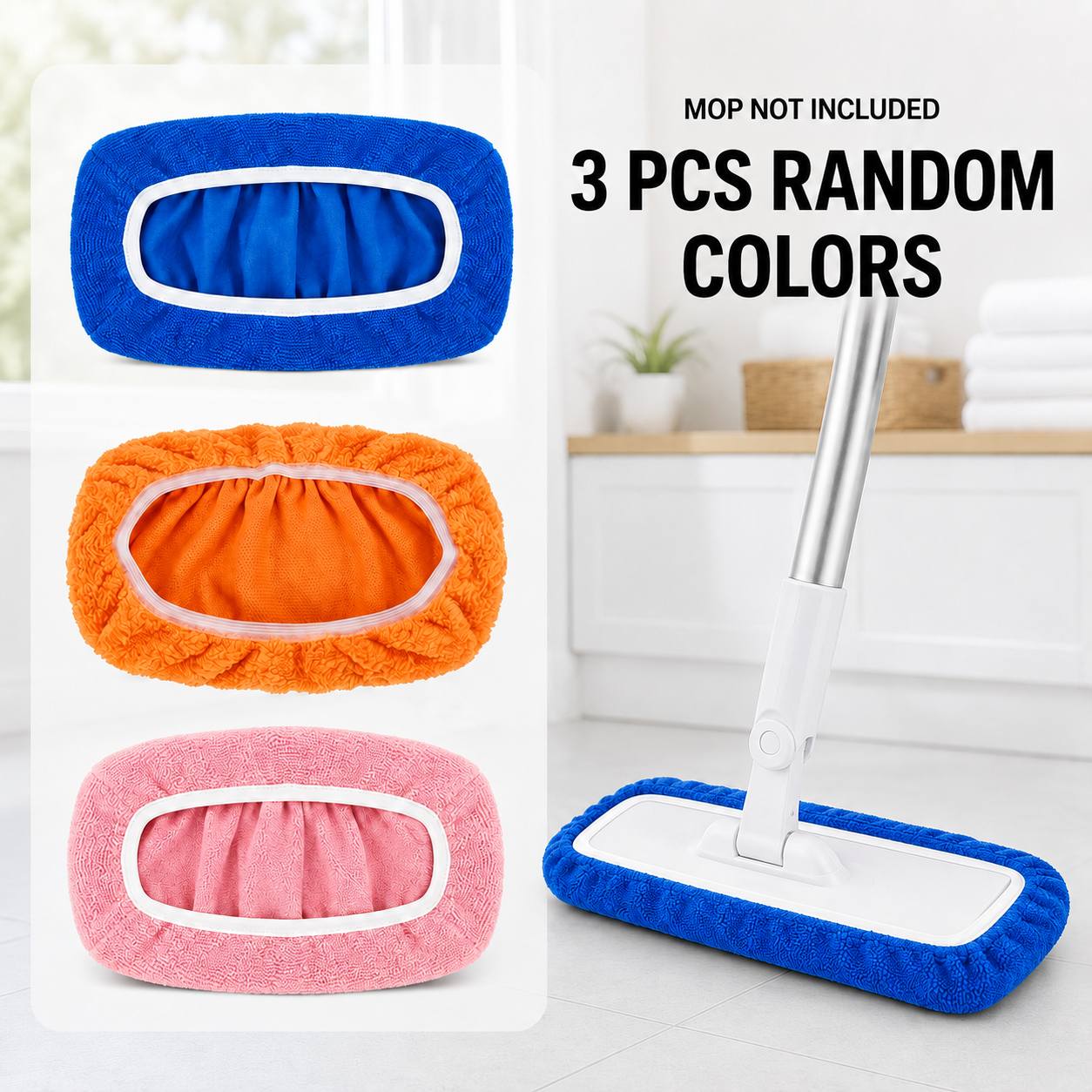 TEMU 3pcs Set Of Reusable Mop Pad Covers In Random Colors. The Cleaning Cloths Are Highly Absorbent And Reusable, Suitable For Dry And Wet Floor