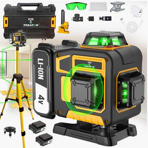 16 line 4d green laser automatic level and rotating cross line measurement home renovation construction tools precision tools construction level tools professional level tools