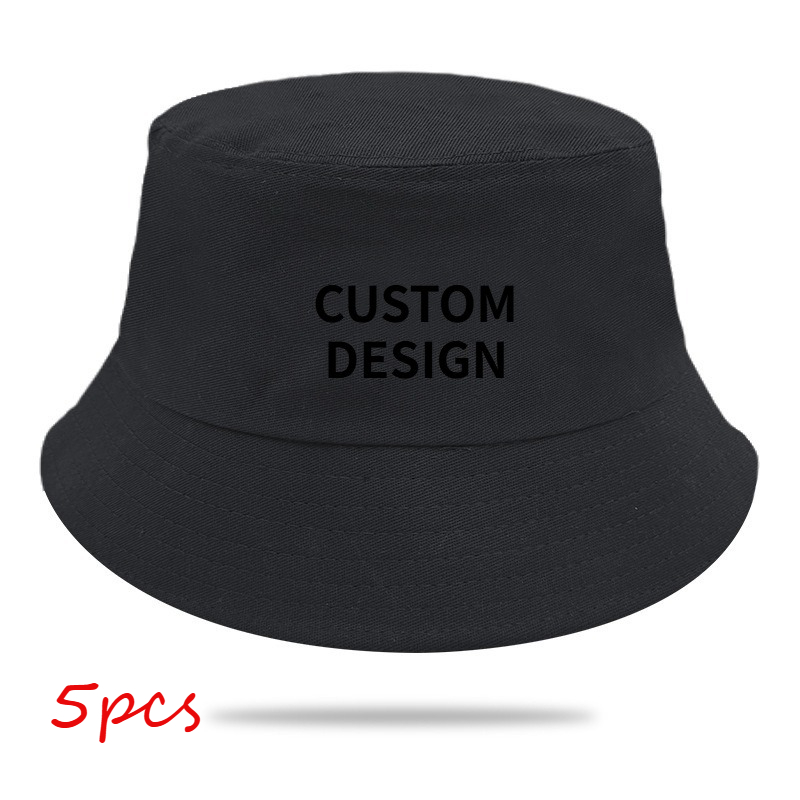 TEMU 5-pack Large Unisex Fisherman Hats, Customizable Logo, Fashionable & Versatile Summer Sun Hats For Streetwear, Hip-hop Style, Small/medium/large