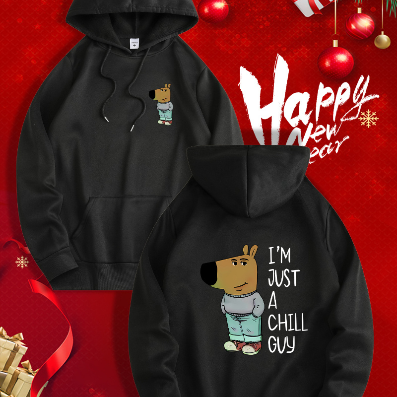 

Green Cartoon Dog Hoodie - Cozy Polyester Casual Sweatshirt With Drawstring & "i'm Just A " Print, Machine Washable - Ideal New Year Gift For Men