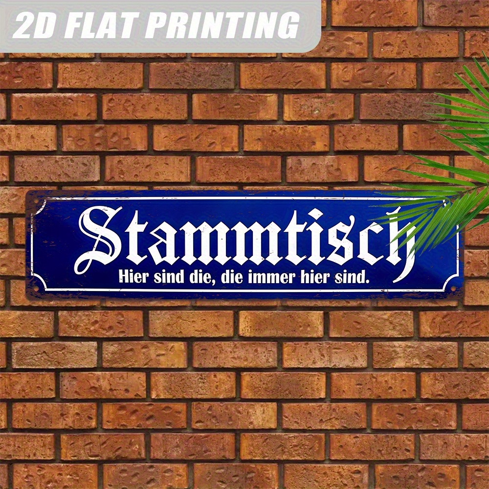 E-shop 2D Flach, 1 Stück Vintage Aluminium Metallschild 10.16cm x 40.64cm, Deutsche Zitat Wandkunst, Blaues Retro Pub Dekor für Lounge, Esszimmer, für