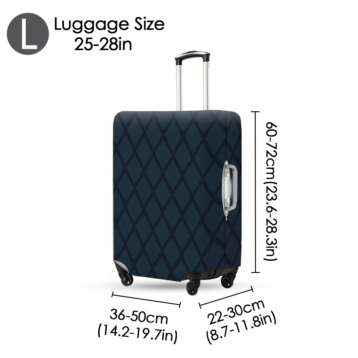 TEMU 1pc Suitcase Cover (excluding Luggage), Dark Blue Patterned Fabric Luggage Cover, Luggage Cover Protector, Polyester Elastic Luggage Cover,