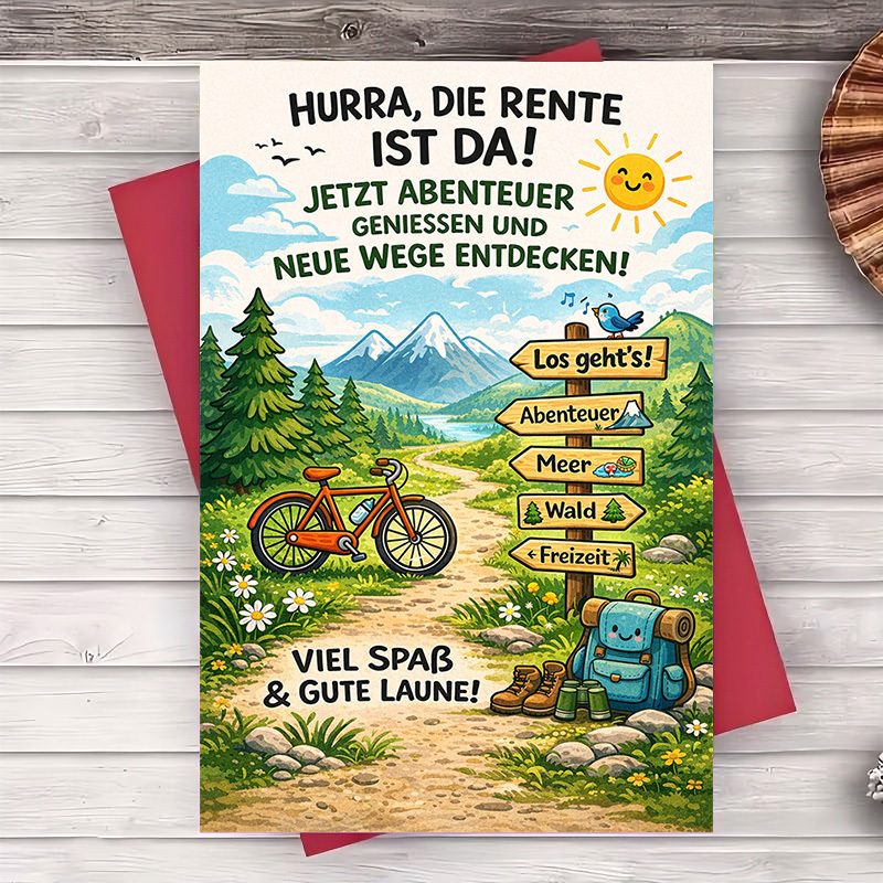 E-shop 2er-Set (ein Umschlag eine Grußkarte) Ruhestand-Abenteuer-Grußkarte, zum Feiern neuer Reisen Erkunden des Lebens, dieser ist ideal für Freunde,