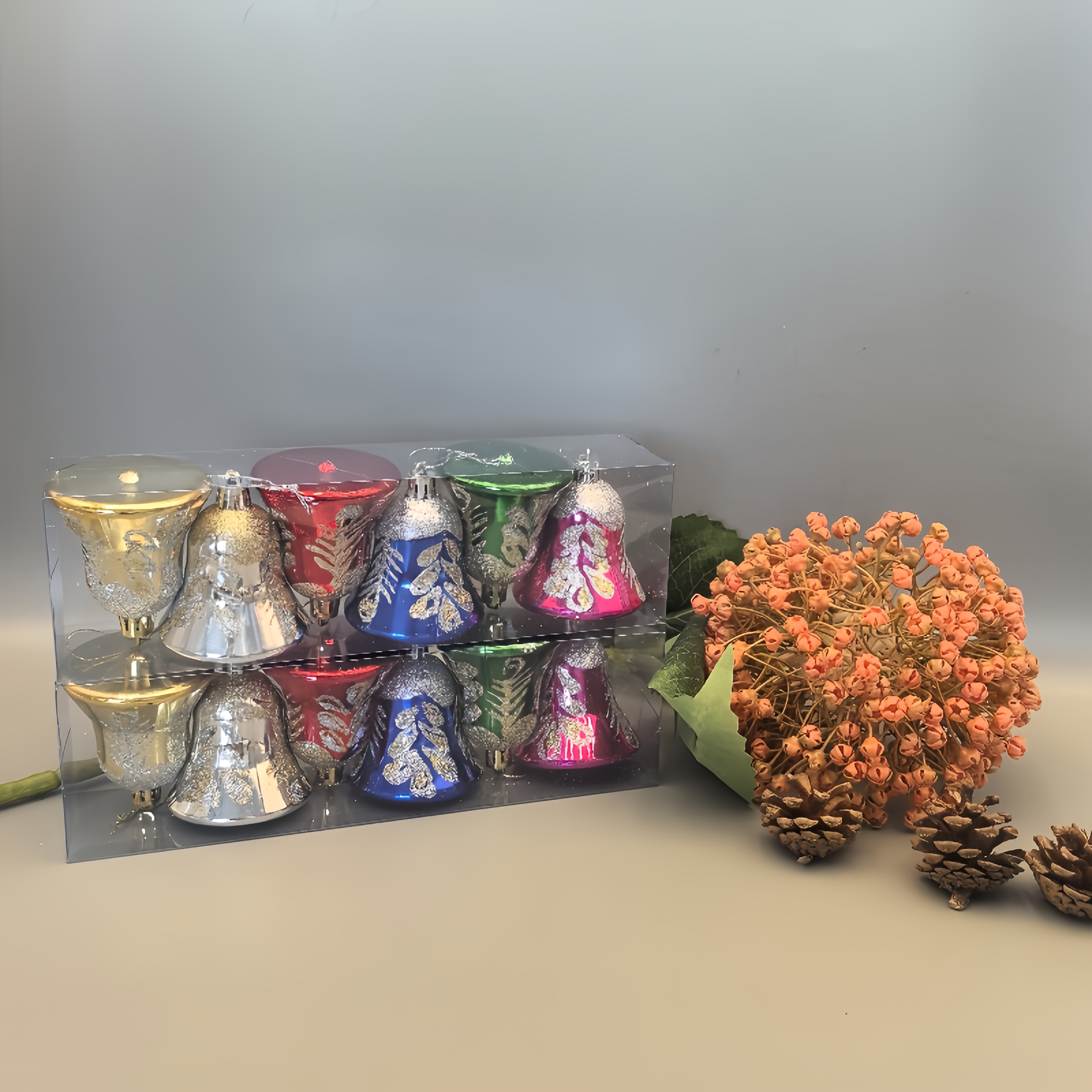 TEMU Set Of 6 Vibrant Christmas Bell Ornaments - Hand-painted Holiday Decorations, Perfect For Tree And Festive Celebrations, Holiday Hanging Decor |