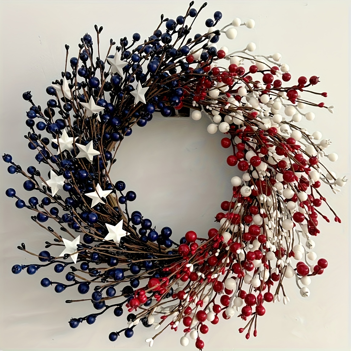   wreath with berry flag decoration     suitable for mantel plastic berry wreath for use   door hanging year round decorations