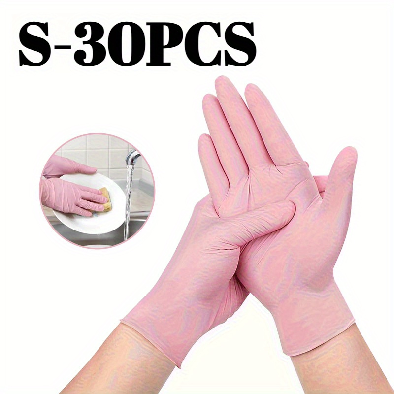 TEMU 30pcs Gants en Nitrile Composite PVC Rose , pour Chambre à Coucher, Nettoyage de Cuisine, Bain d'Animaux, Transformation Alimentaire, Outils