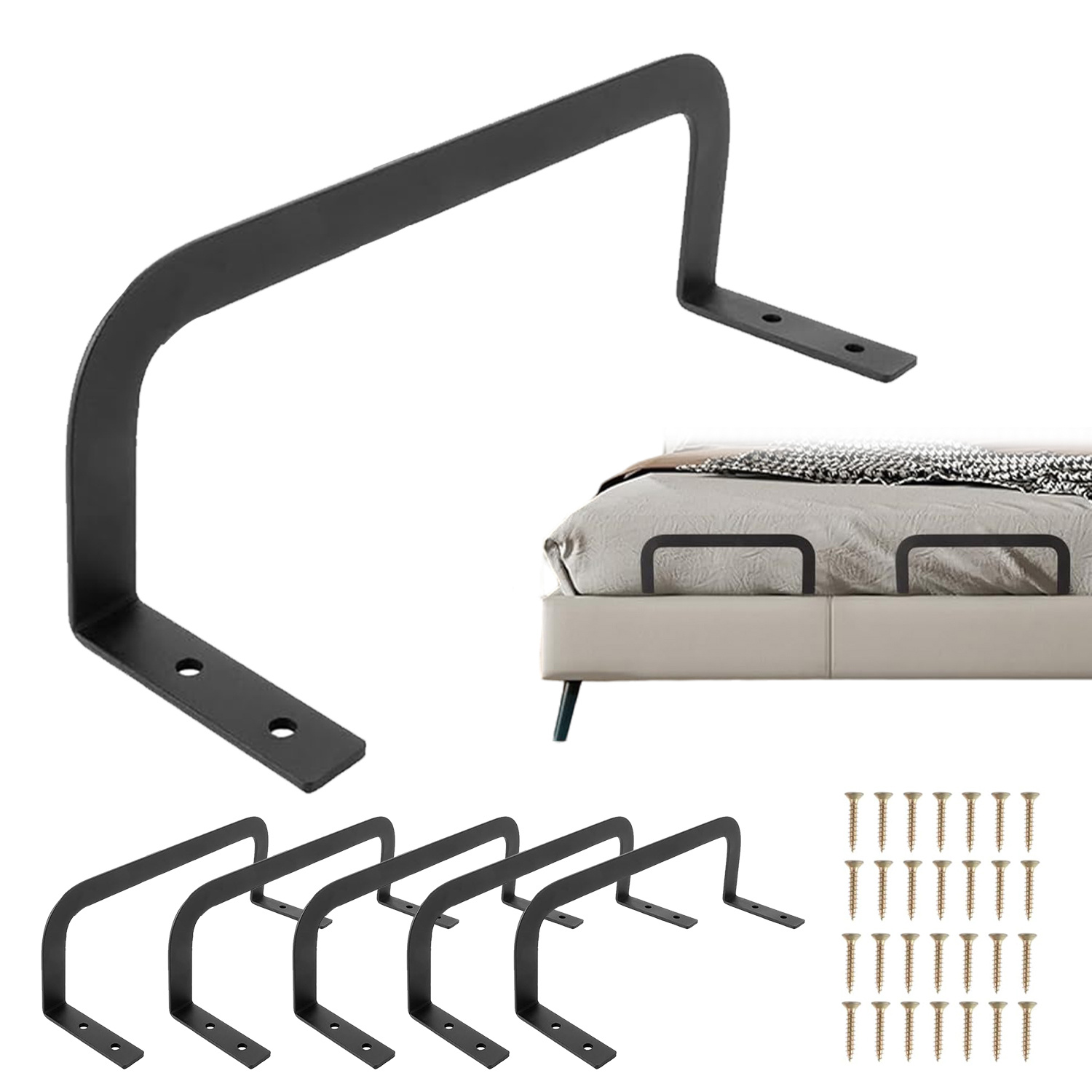 Mattress Support Set Of 6, Black Metal Anti-slip And Sturdy , Fits Wooden Beds Leather Beds Tatami, Ideal For Safe Bedroom Dorm Arrangements