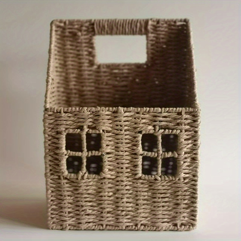 Paper Rope Organizer With Decorative Grid Windows, Storage Box, Versatile Desktop Or Wall Organizer For Newspaper, Letter,, Cosmetics, Gift For , Shelf Baskets