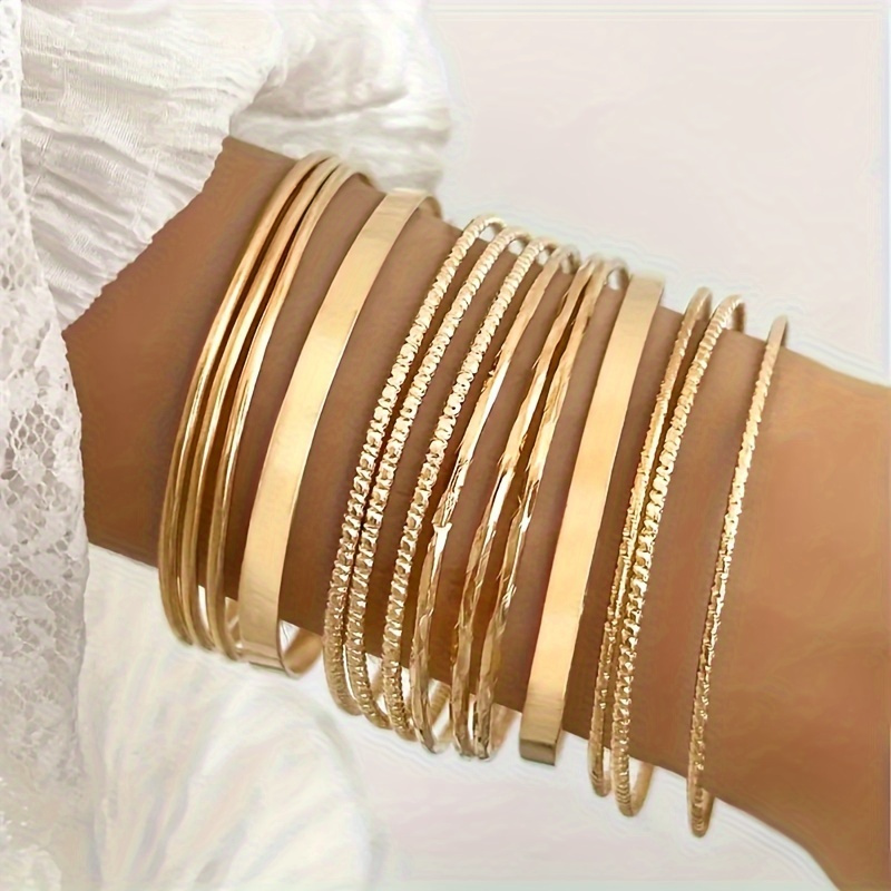 TEMU 14pcs Unique Bracelet Alloy Jewelry Vintage Elegant Style Women's Wedding Jewelry