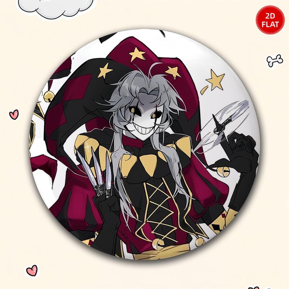 TEMU 2d Flat - Classic Popular Style 1pc Men's Casual Round Brooch, Anime Cartoon Pin, Stylish And Gorgeous Additions, Unisex Badge, Suitable As A